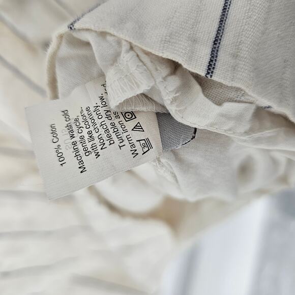 Madewell Cream Striped Tie Short Sleeve Woven Cotton Coastal Beach Boho Dress M - Picture 7 of 9